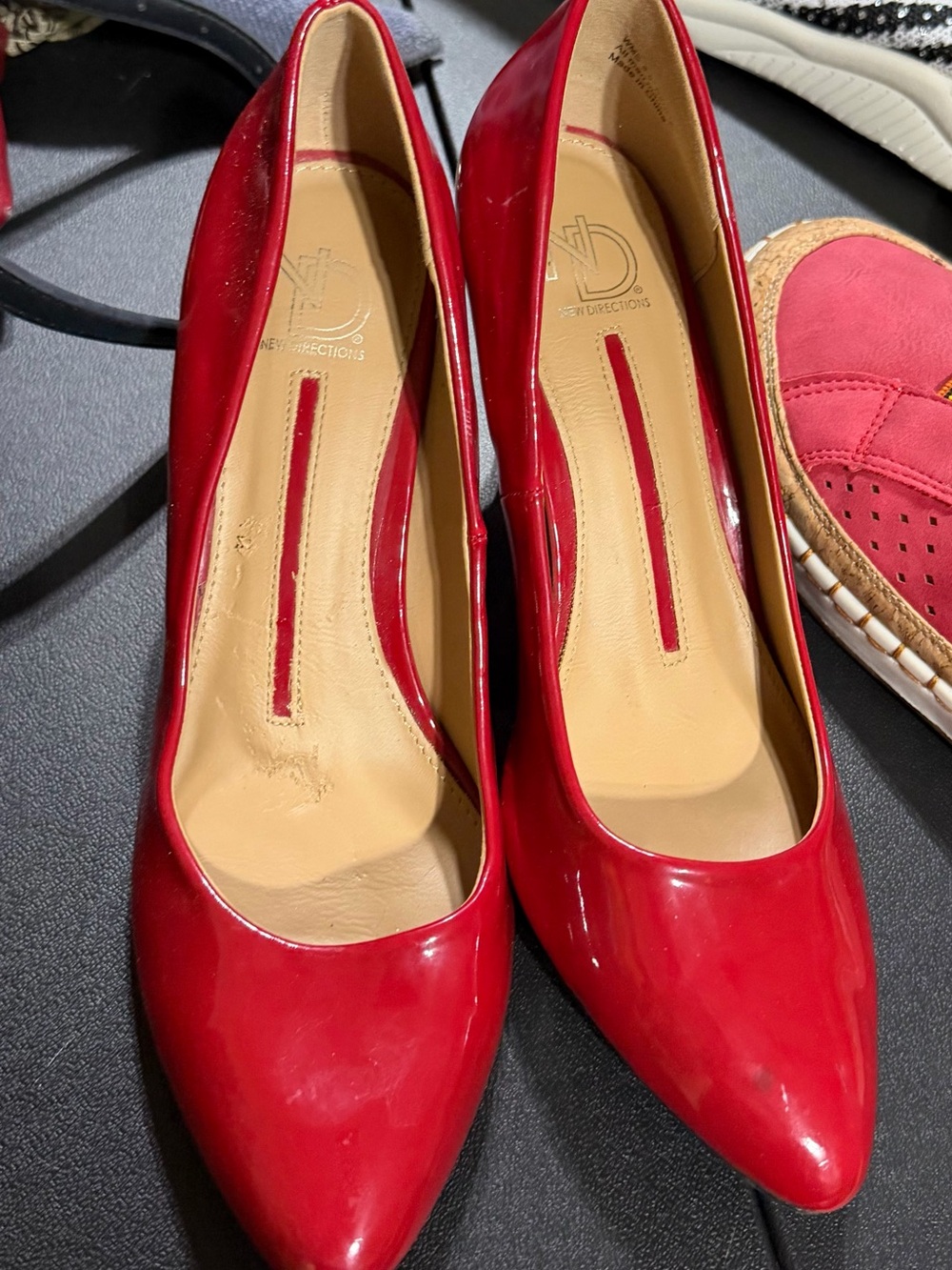 new directions Red Patent Pointed-Toe Pumps